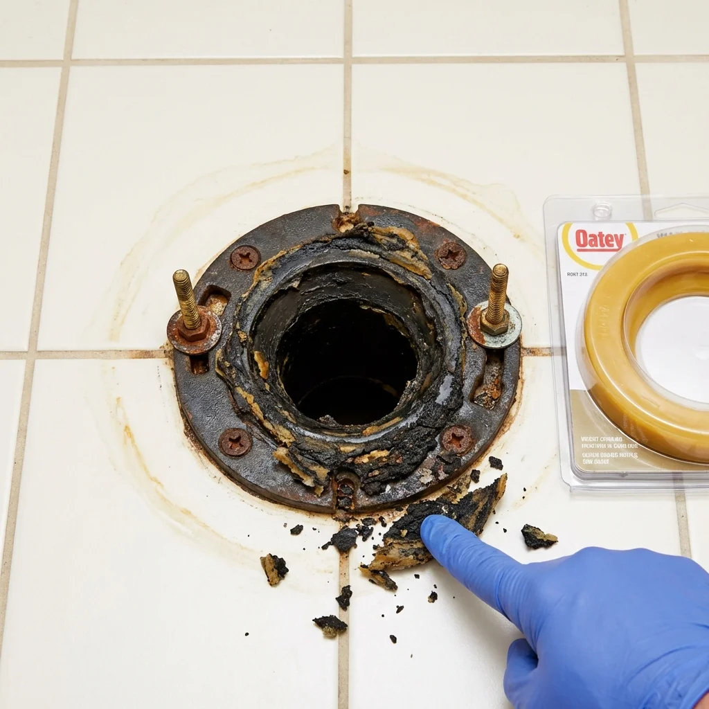 Failed wax ring showing water seepage at the base of a toilet in a Silver Springs, NV home